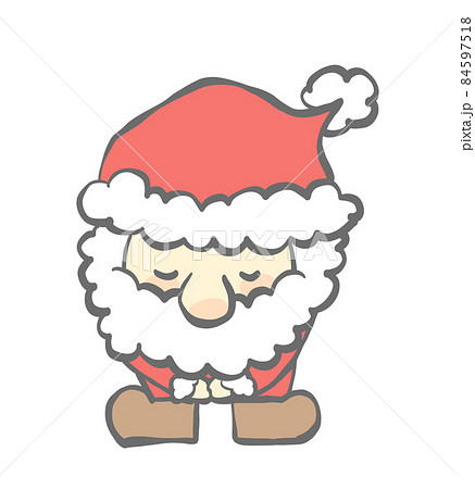 お辞儀をするサンタのかわいいデフォルメイラストのイラスト素材