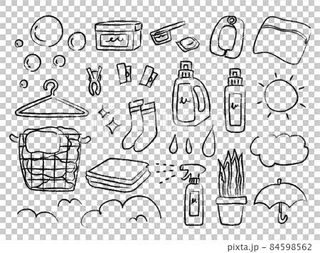 洗濯用品のモノクロのイラスト 84598562