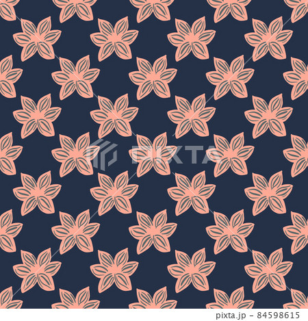 Seamless pattern sanise on dark blue background. Vector repeat template spice in doodle style. Hand drawn elements nature texture for fabric. 84598615
