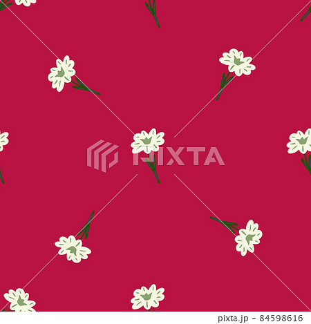 Seamless pattern with hand drawing wild flowers on pink background. Vector floral template in doodle style. Gentle summer botanical texture. 84598616