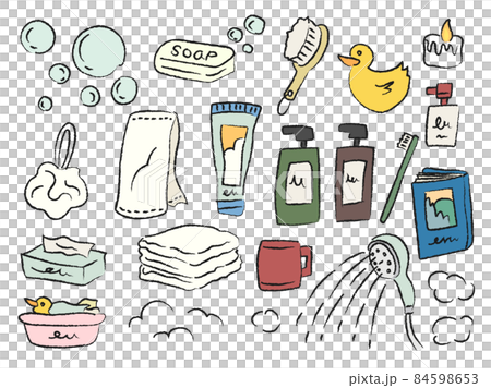 お風呂用品やバスルームのイラスト 84598653