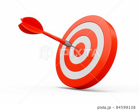 3D Rendering Red Dart aim to Dartboard target Isolated on white Background 84599138