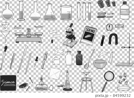 Monochrome science experiment tool / equipment set vector material 84599232