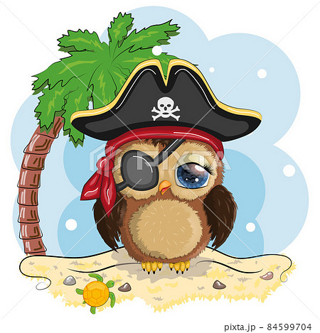 Owl Pirate Cartoon Character Of The Game A のイラスト素材