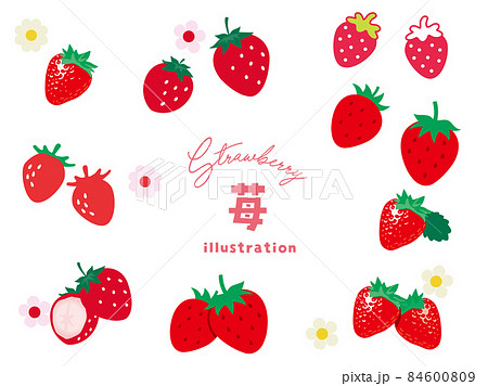 苺のイラスト 果物 フルーツ ストロベリー 可愛い オシャレ のイラスト素材