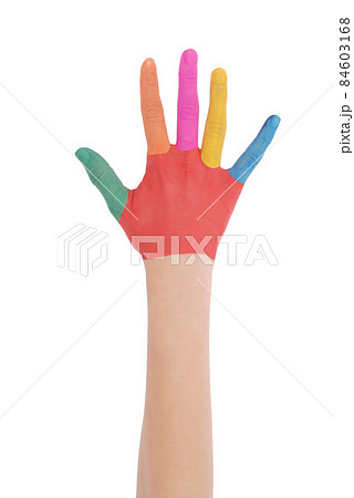 Hand of the child painted watercolor Hand of the child painted watercolor 84603168