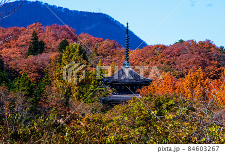 仙台市　定義　浄土宗極楽山西方寺　大倉川の対岸から望む定義如来の五重塔　 84603267