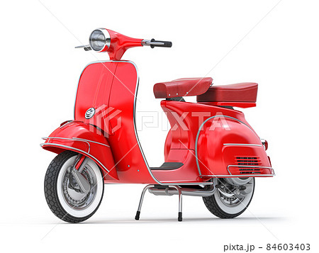 Red classic  scooter, motor bike or moped isolated on whte. 84603403