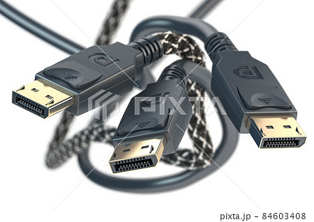 Display port DP cable video monitor connectors isolated on white. 84603408