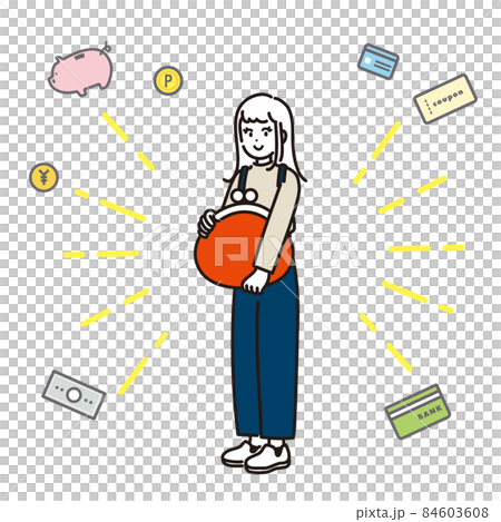 財布を持つ女性のイラスト 84603608