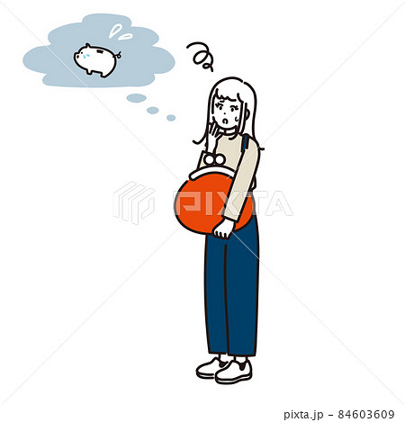 お金の心配をする女性のイメージイラスト 84603609