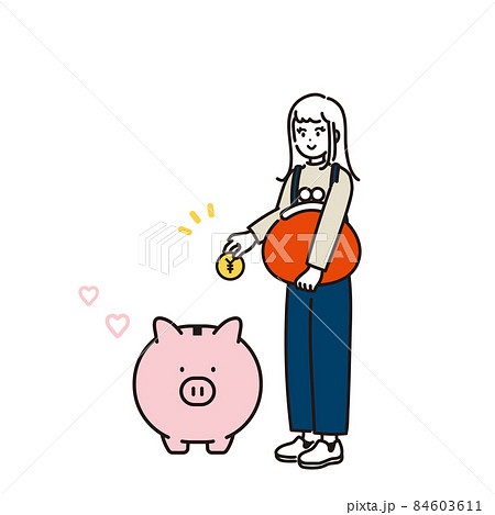貯金をする女性のイラスト 84603611