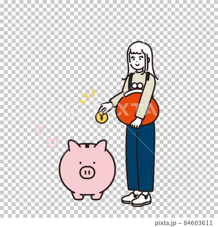 貯金をする女性のイラスト 84603611