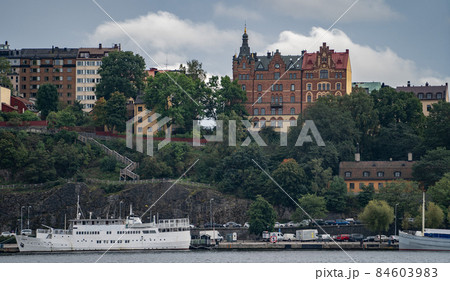 Aerial view shot of Stockholm City Center, summer. Vacation and travel concept  84603983