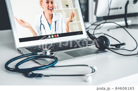 Telemedicine service online video call for doctor to actively chat with patient Telemedicine service online video call for doctor to actively chat with patient 84606165