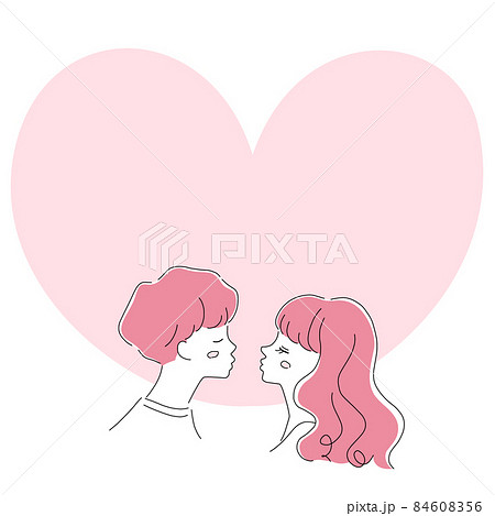 キスをしているカップルのイラスト素材のイラスト素材