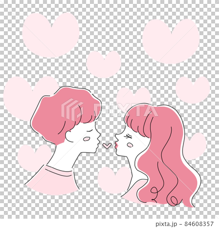 キスをしているラブラブカップルのイラスト素材 キスをしているラブラブカップルのイラスト素材 84608357