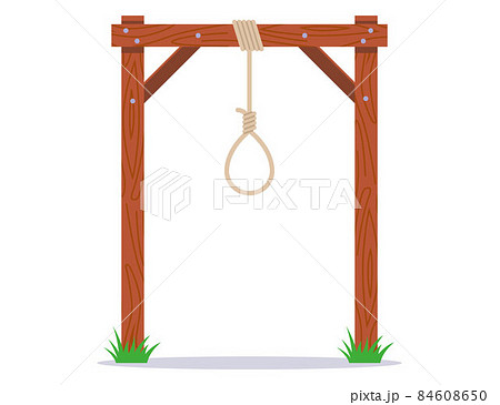 a wooden gallows for the execution of a criminal. 84608650