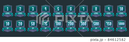 Stone badges with level number and xp for game 84612582