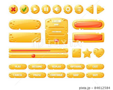Cheese game ui buttons, cartoon menu interface 84612584
