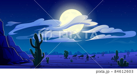 Arizona night desert landscape, natural background Arizona night desert landscape, natural background 84612603
