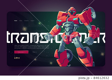 Robot transformer cartoon landing with cyborg 84612632