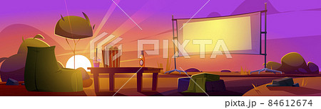 Outdoor cinema at sunset summer landscape, movie 84612674