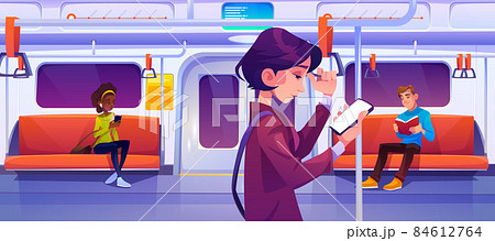 People in subway train car, underground commuter 84612764