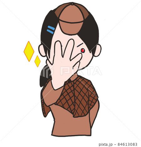 厨二病のポーズをとる若い探偵（女1） 84613083