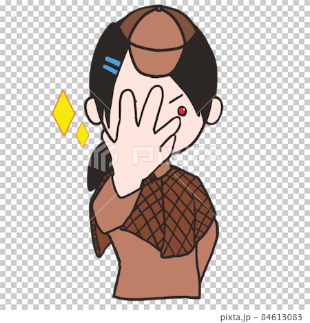 厨二病のポーズをとる若い探偵（女1） 84613083