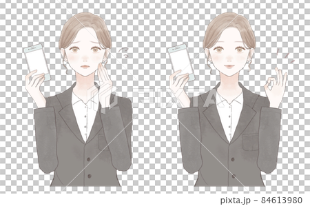 一組帶智能手機的西裝女性 一組帶智能手機的西裝女性 84613980
