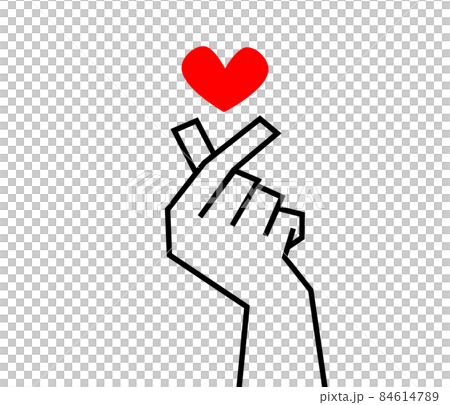 指で作るハートマーク 角張った手の素材のイラスト素材
