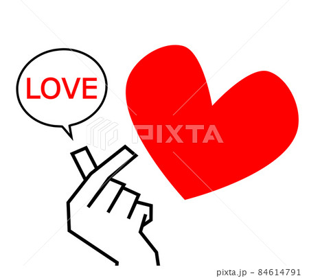 指で作るハートマーク　角張った手の素材 84614791