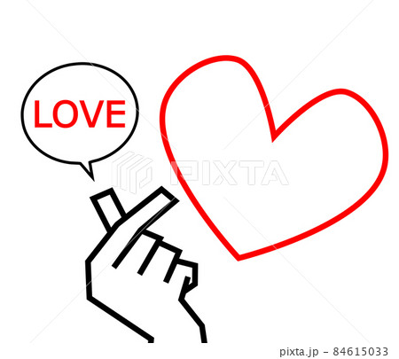 指で作るハートマーク 角張った手の素材のイラスト素材