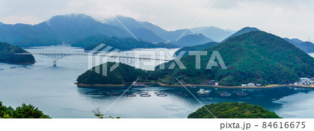 龍観山展望所からの眺め(若松大橋)パノラマ 【長崎県南松浦郡新上五島町】 龍観山展望所からの眺め(若松大橋)パノラマ 【長崎県南松浦郡新上五島町】 84616675