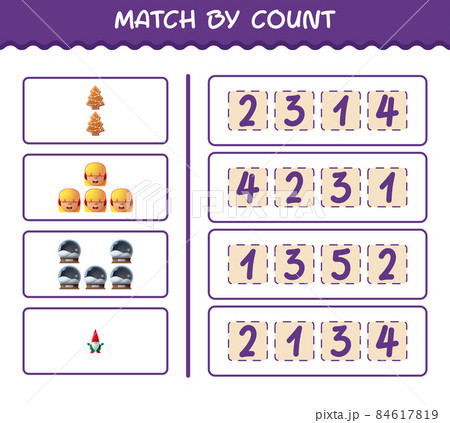 Match by count of cartoon christmas. . Match and count game. Educational game for pre shool years kids and toddlers 84617819