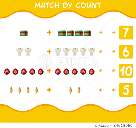 Match by count of cartoon christmas. . Match and count game. Educational game for pre shool years kids and toddlers 84618060