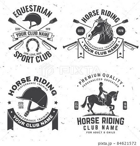 Horse racing sport club badges, patches,... - Stock Illustration [84206825]  - PIXTA