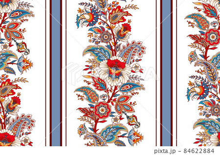 Seamless floral painted textile in the manner of Indian production 84622884
