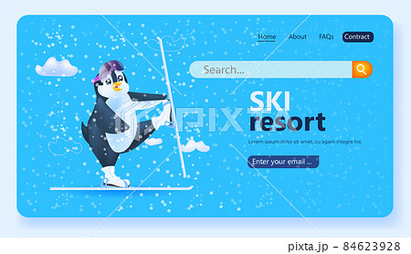 cute penguin skiing ski resort concept cute penguin skiing ski resort concept 84623928