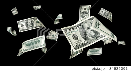 Us dollar bill. Washington American cash. Falling usd money background. 84625091