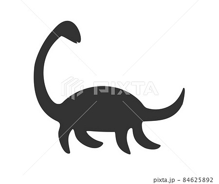 Nessie or Loch Ness monster silhouette isolated on white background. Dinosaur plesiosaur icon. Vector graphic illustration 84625892