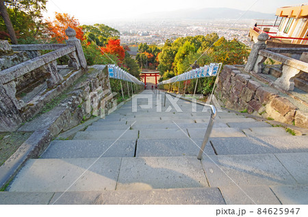福岡県久留米市の観光スポット高良大社参道と市街地を展望する風景 84625947