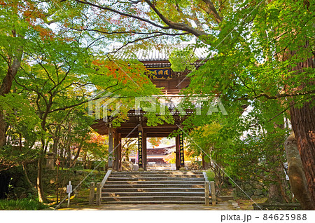 人気観光スポット下関市長府の功山寺秋の山門 84625988