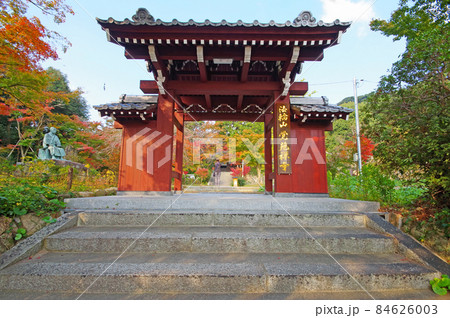 山口県下関市長府にある秋の黄檗宗法輪山覚苑寺山門 84626003