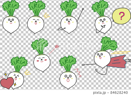 Cute turnip pop facial expression collection set illustration material 84628240