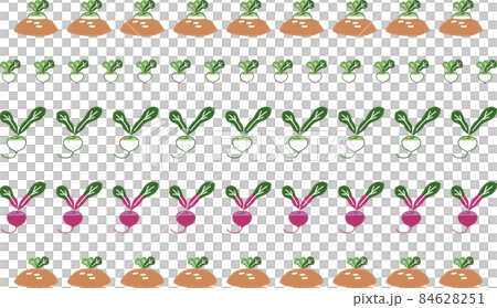 土から頭を出している根菜のカラフル、かわいい、ライン素材 イラスト素材 土から頭を出している根菜のカラフル、かわいい、ライン素材 イラスト素材 84628251