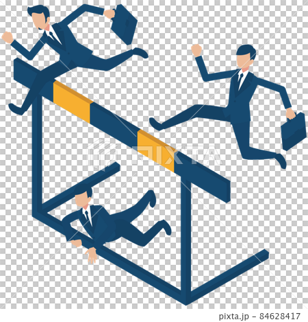 Isometric illustrations of businessmen who challenge difficulties and hurdles and jump over Isometric illustrations of businessmen who challenge difficulties and hurdles and jump over 84628417