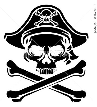 Pirate Hat Skull and Crossbones Cartoon 84628663