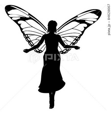 A Fairy in Silhouette With Butterfly Wings 84628667